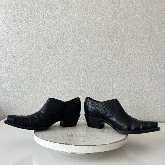 Rod Patrick Womens Pull on Shoes 6C Brown Caiman Exotic Western Boots Loafers - Picture 7 of 11